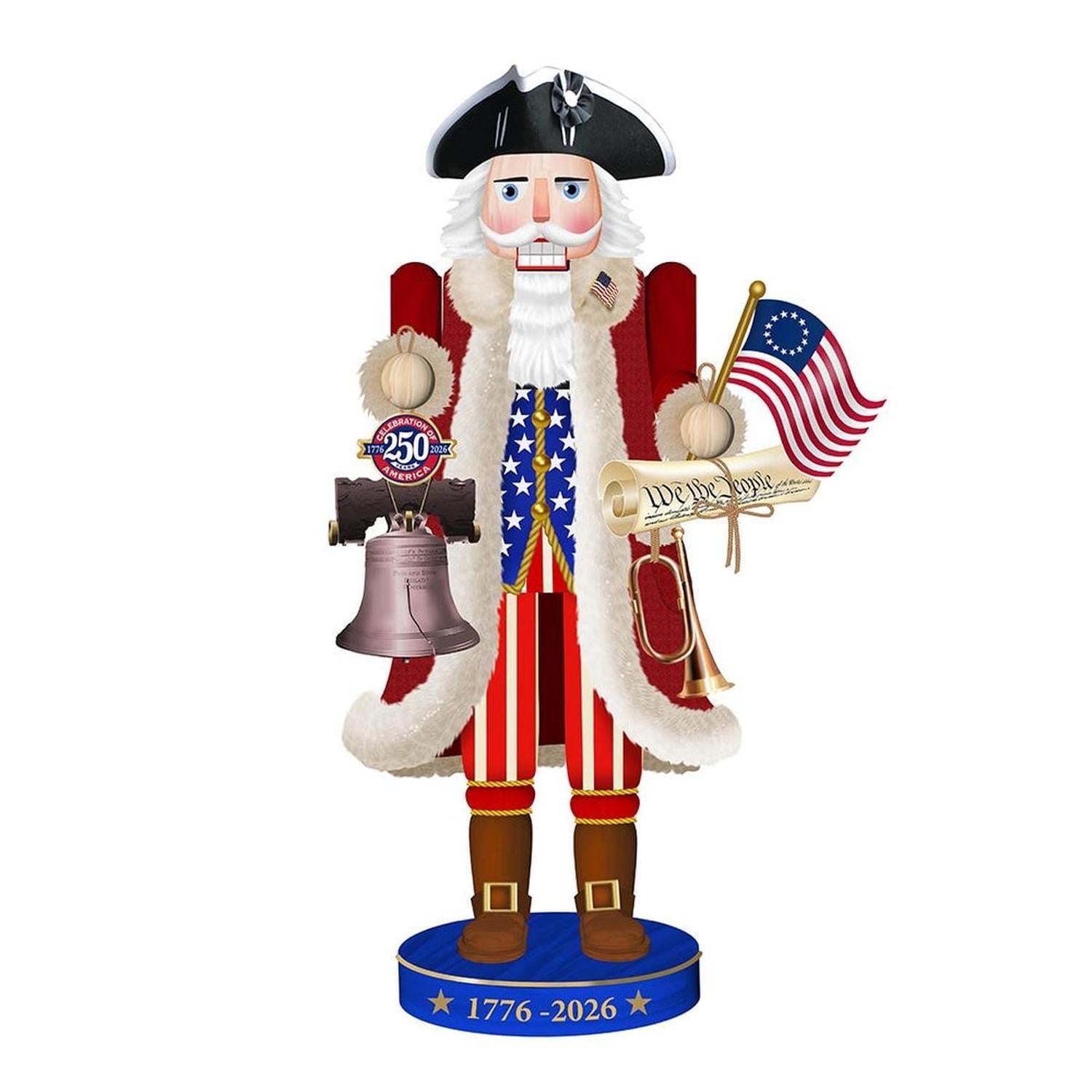 Kurt Adler 14-Inch 250th Anniversary of America Nutcracker – White