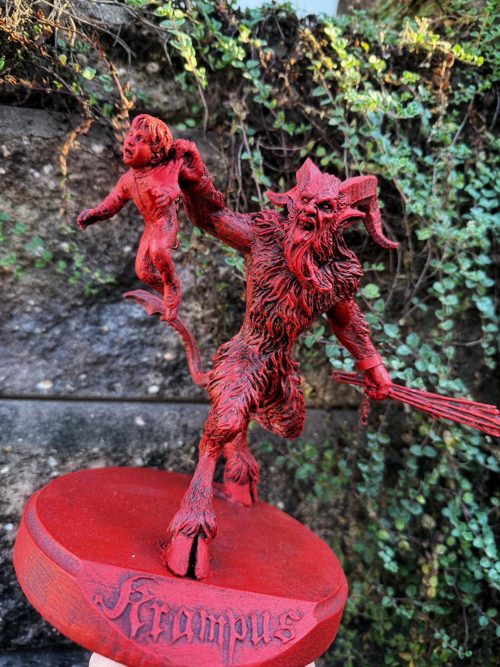 Krampus III Hand-Painted Resin Figurine — Red Finish