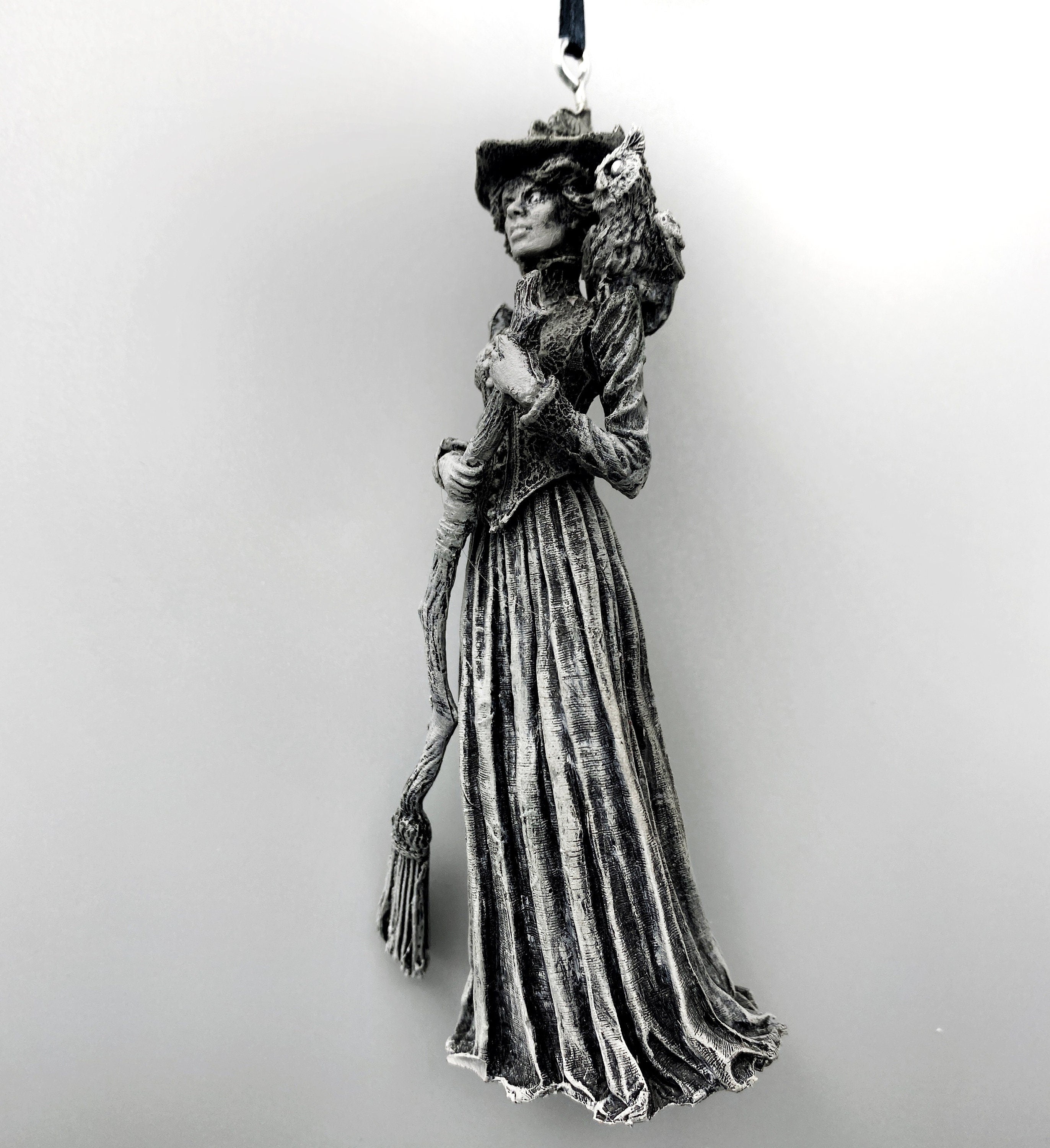 Victorian Witch Hand-Painted Resin Ornament