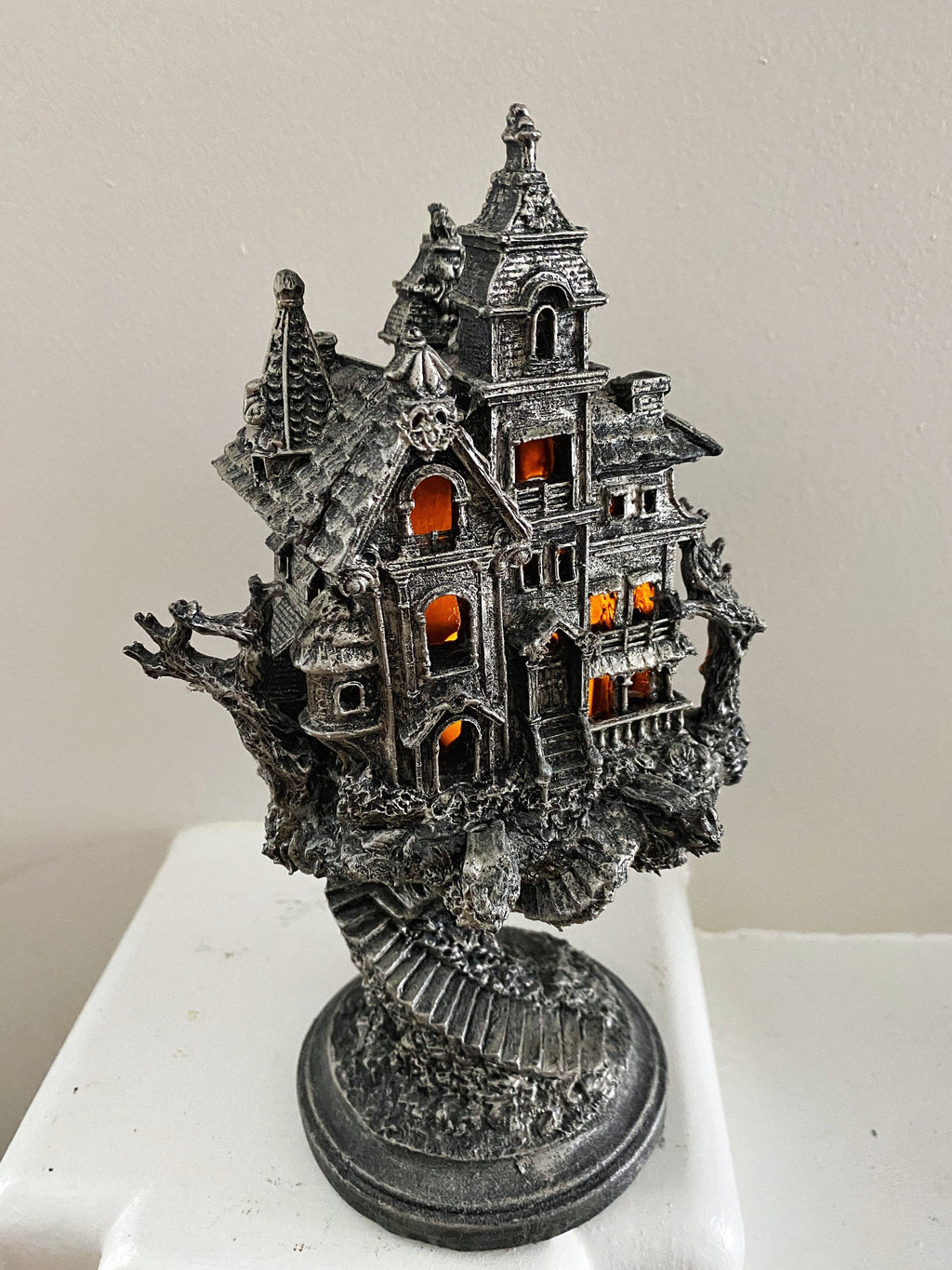 Haunted Mansion Resin Sculpture with LED Tea Light