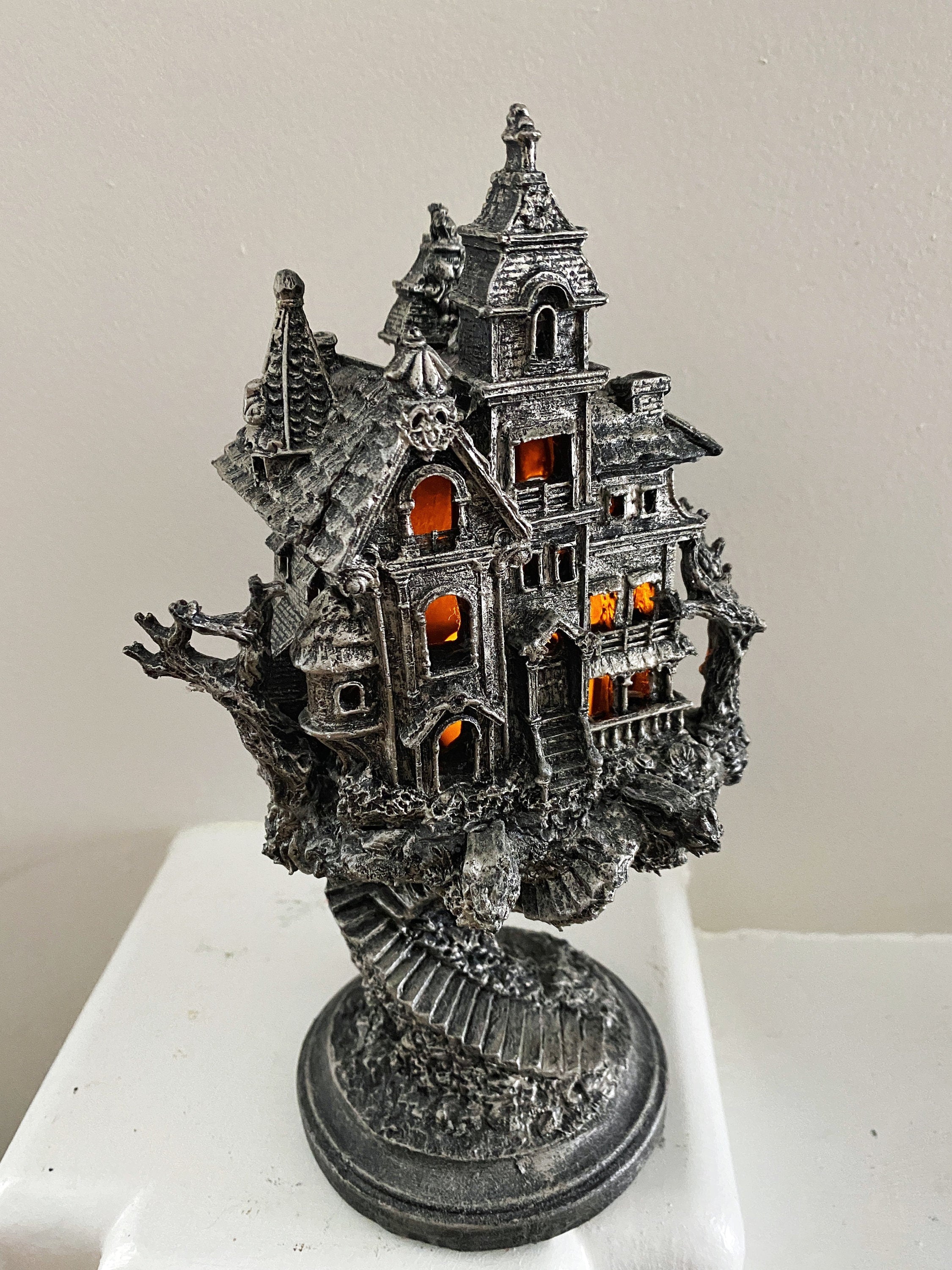 Haunted Mansion Resin Sculpture with LED Tea Light