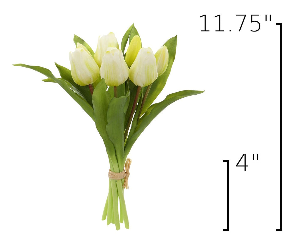 11.75" Faux Real Touch White Tulip Stem Bundle
