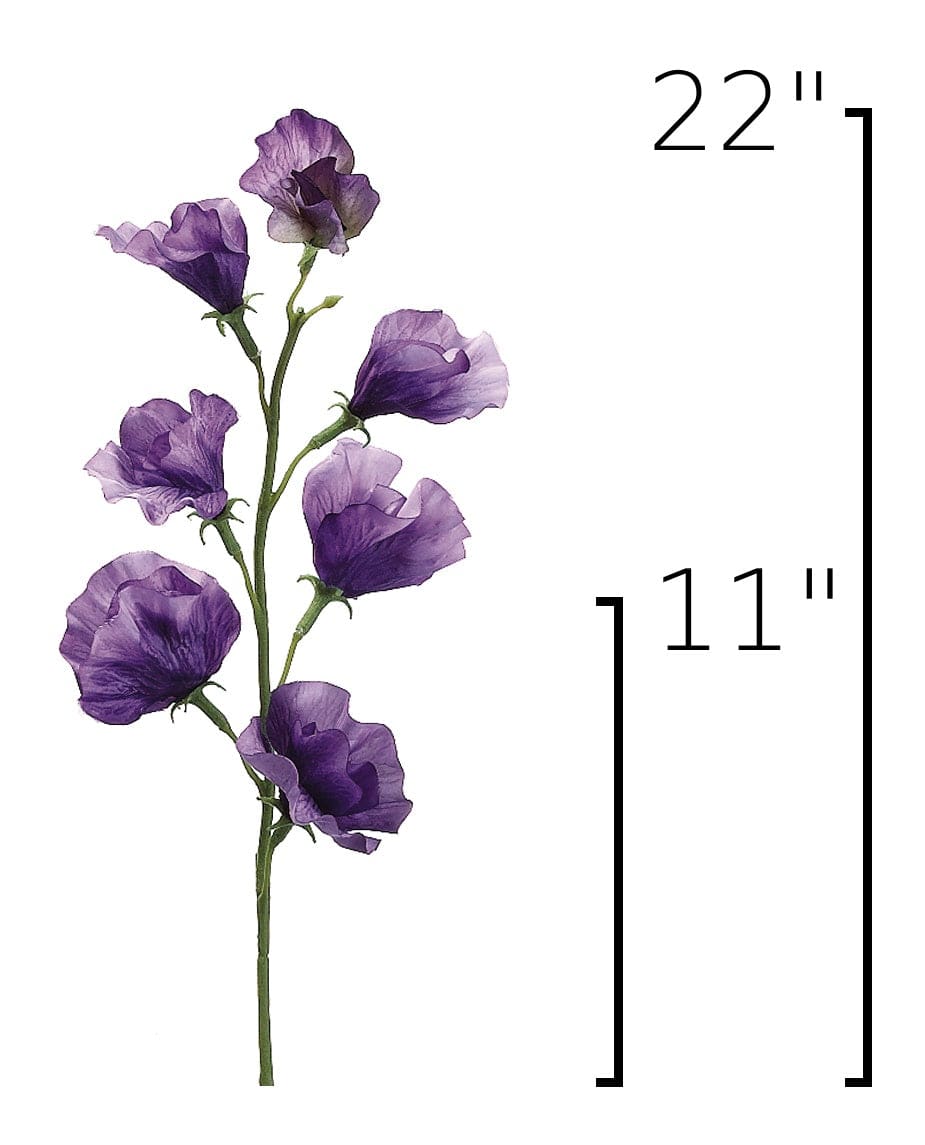22" Faux Purple Sweet Pea Stem