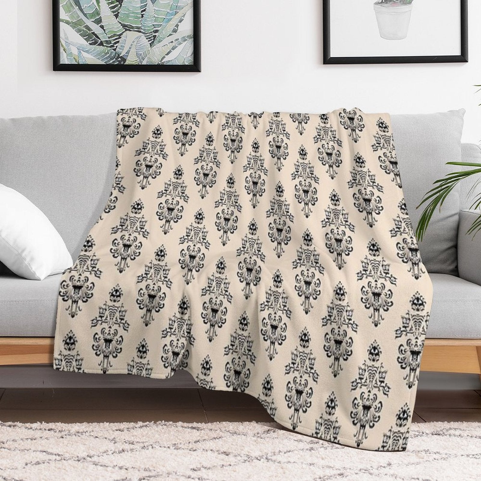 Haunted Mansion Wallpaper Hazelnut #Pastel Throw Blanket