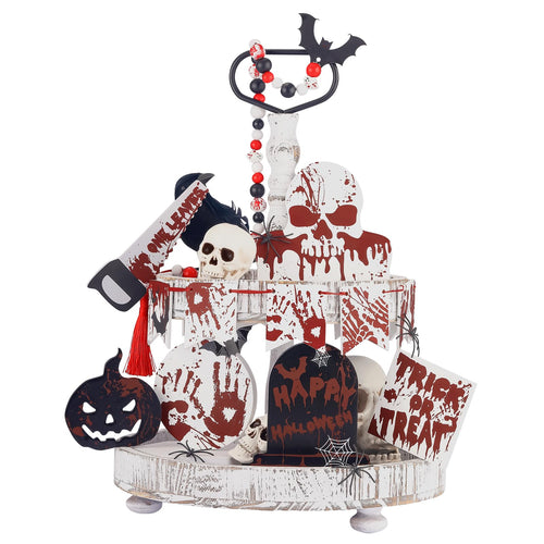 17 Piece Halloween Tiered Tray Decor