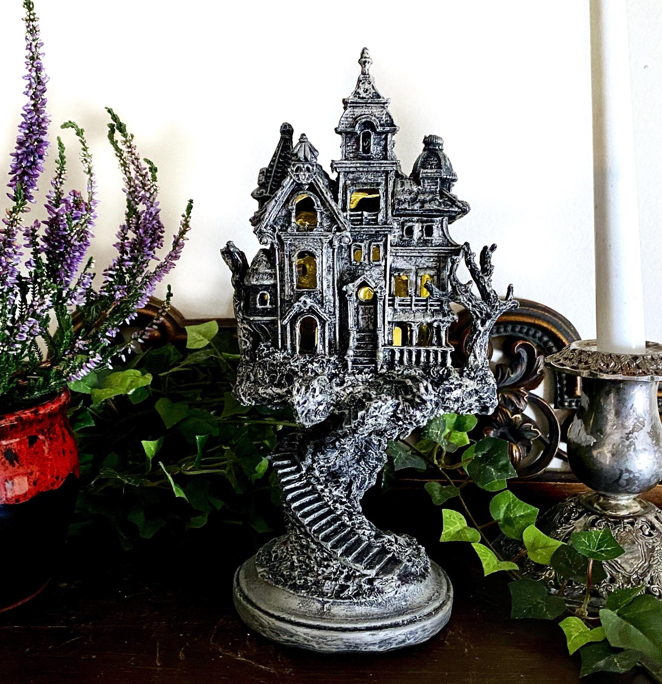 Haunted Mansion Resin Sculpture with LED Tea Light