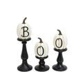 Set of Three BOO Pumpkins on Candleholders