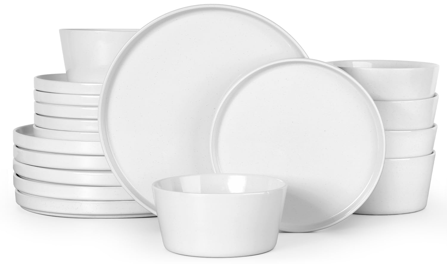18-Piece Reactive Glaze Stoneware Dinnerware Set, Service for 6 – Pearl White