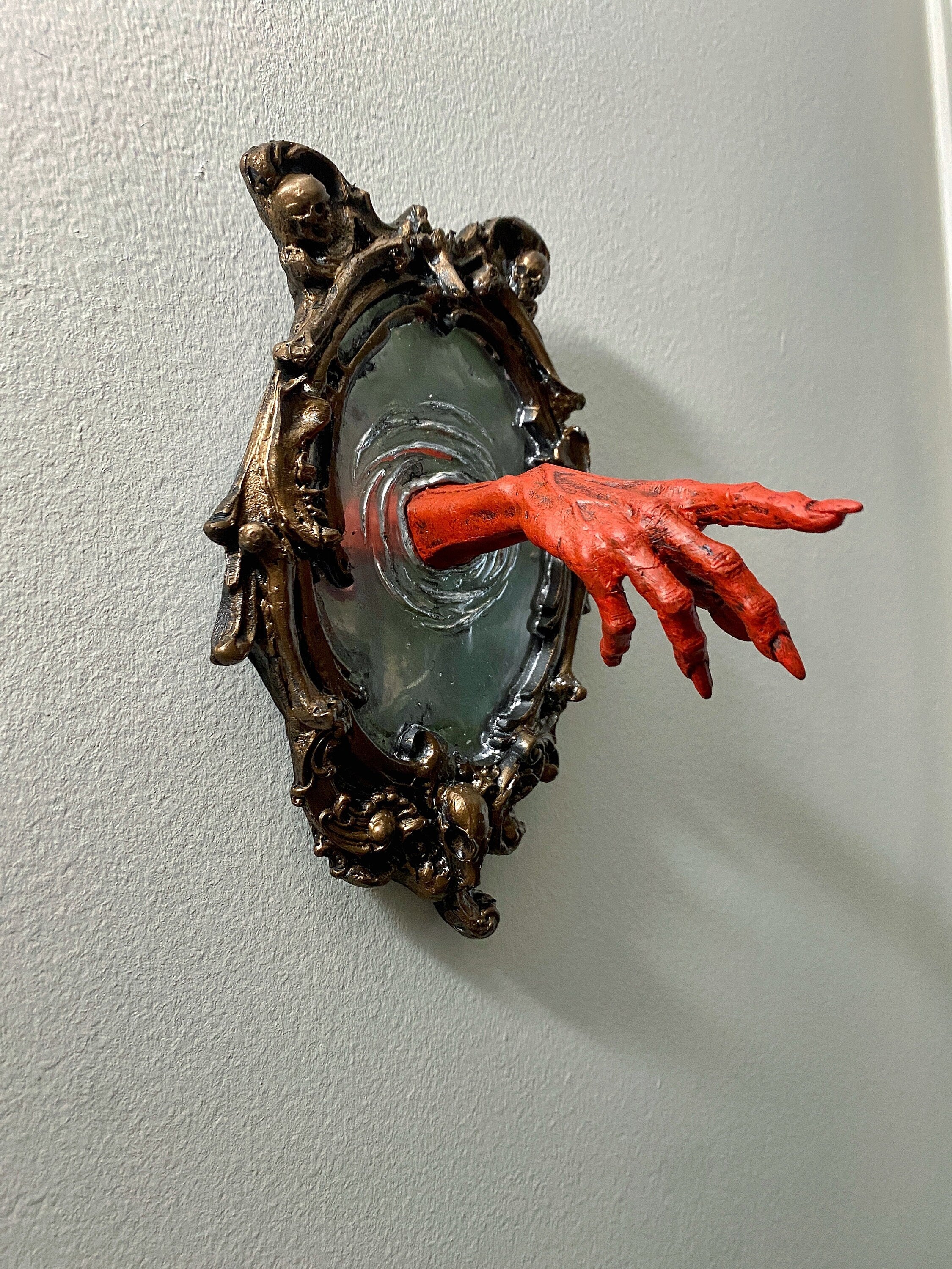 Spectral Hand Wall Plaque — Blood Red