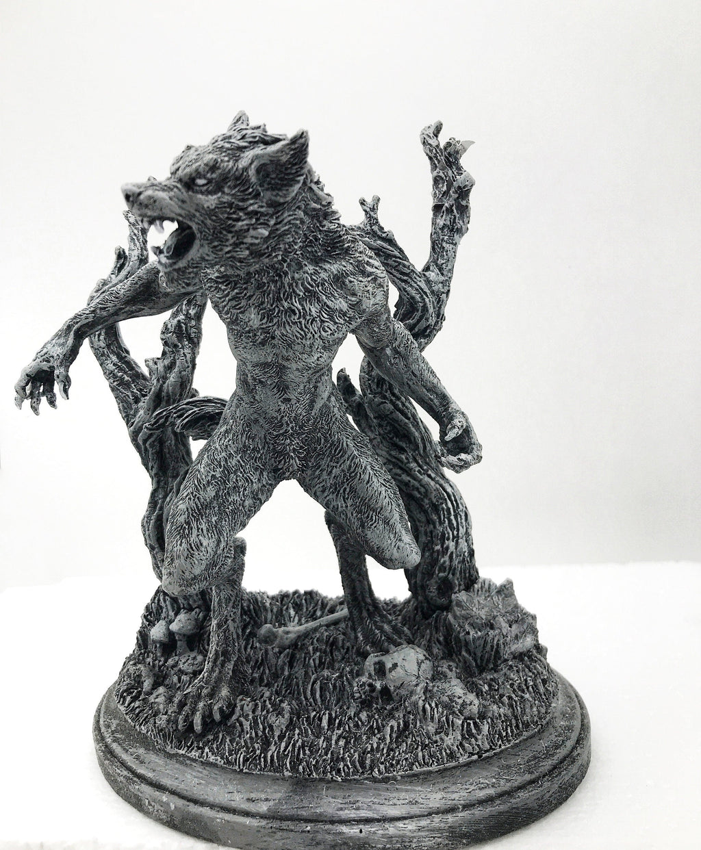 Werewolf Hand-Painted Grayscale Resin Figurine