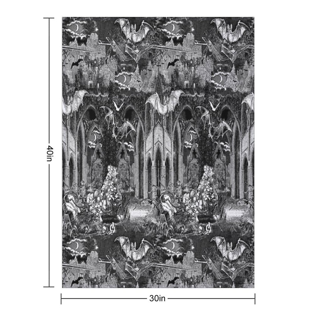 Throw Blanket -Dark Gothic Vampires Crypt Graves Bats Skulls Pattern