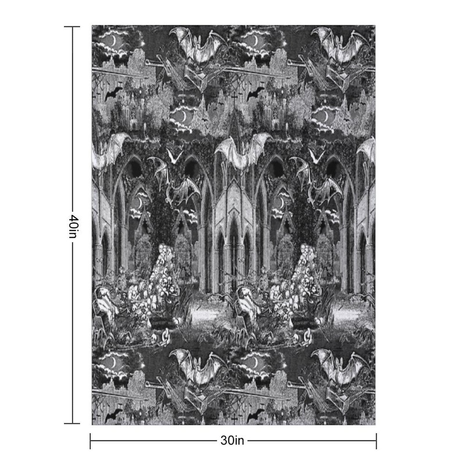 Throw Blanket -Dark Gothic Vampires Crypt Graves Bats Skulls Pattern