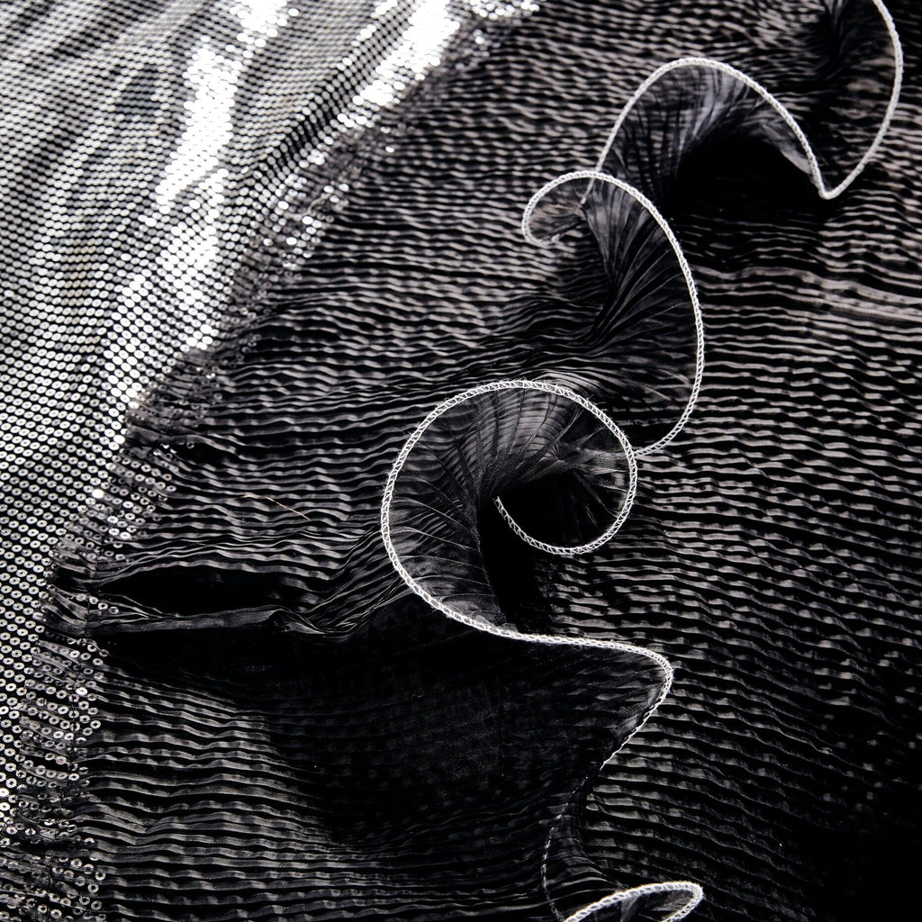 Silver Sequin Black Organza Ruffle Comforter Set