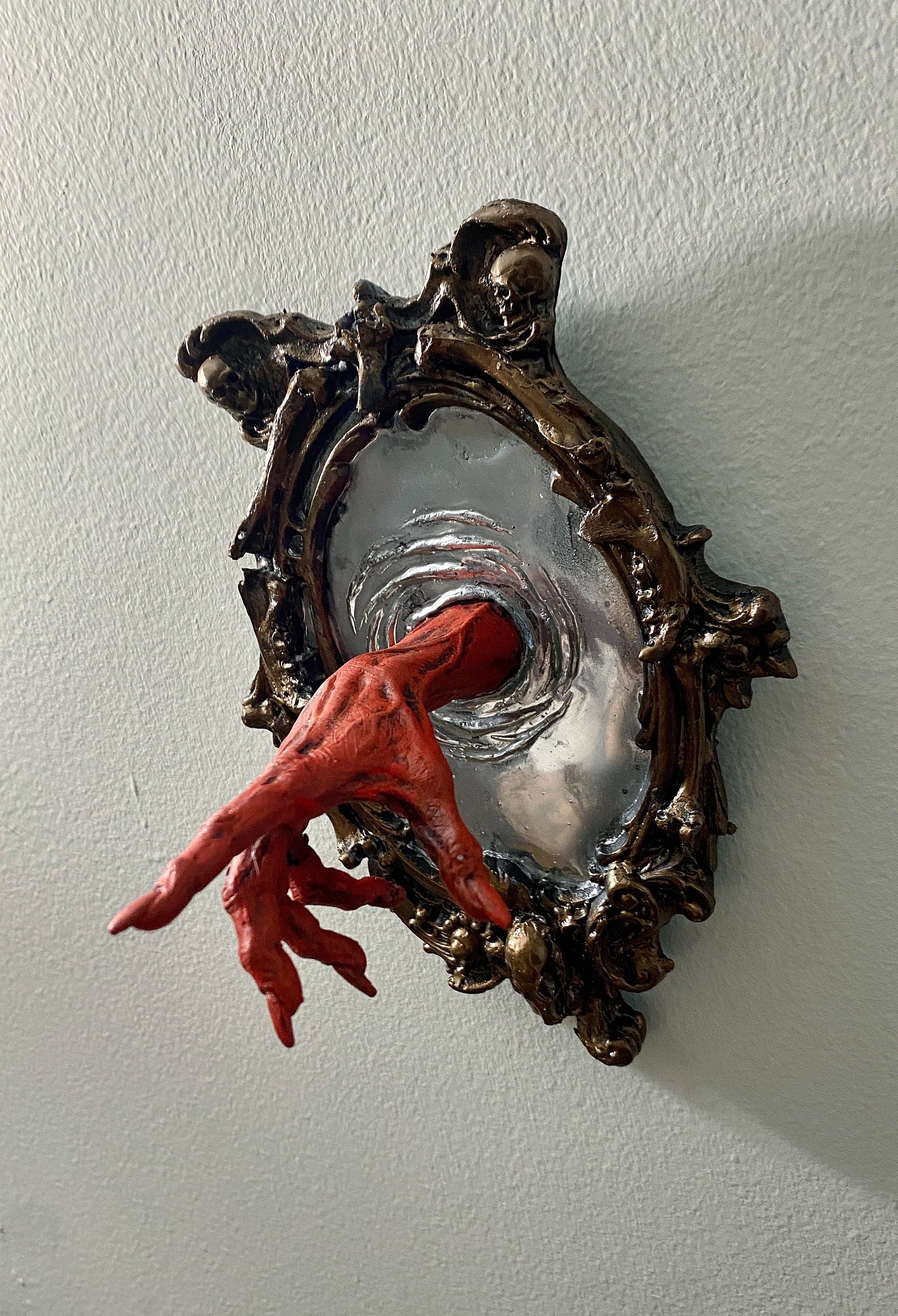 Spectral Hand Wall Plaque — Blood Red