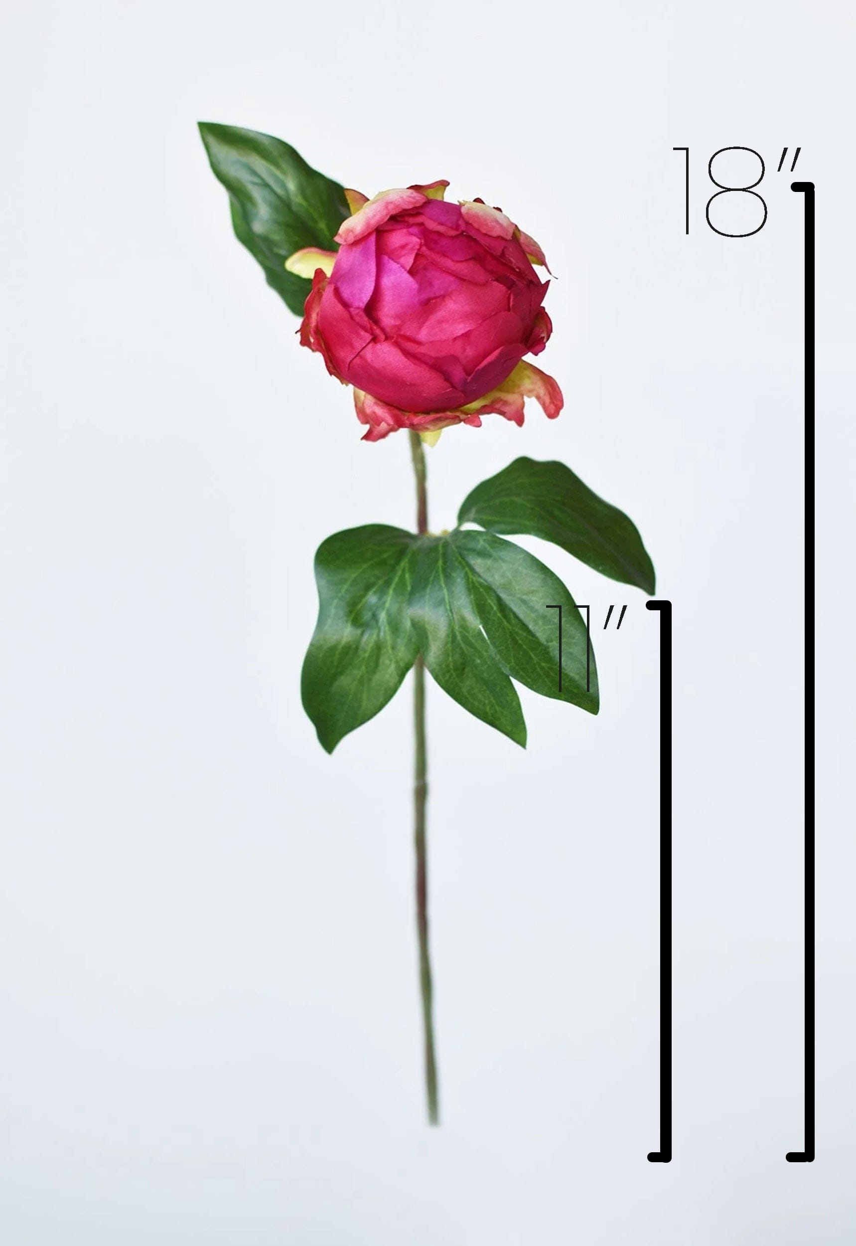 18" Faux Peony Bud Stem Fuchsia