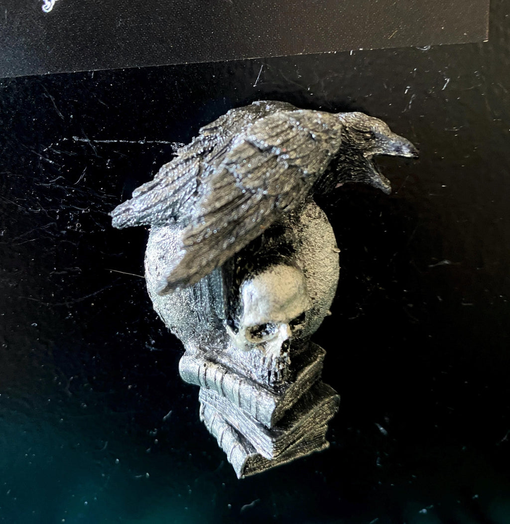 Poe's Raven & Skull Hand-Painted Resin Magnet