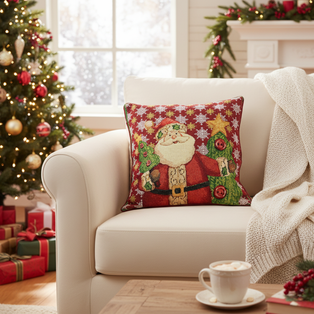 Santa Claus Is Coming to Town Throw Pillow Cover