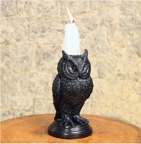 Crow or Owl Ceremonial Candle Holder — Gothic Bird Sculpture