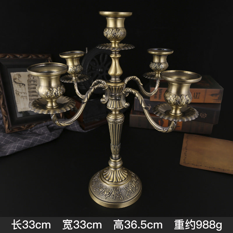 Vintage European Multi-Arm Metal Candle Holder — 3 & 5-Head Styles