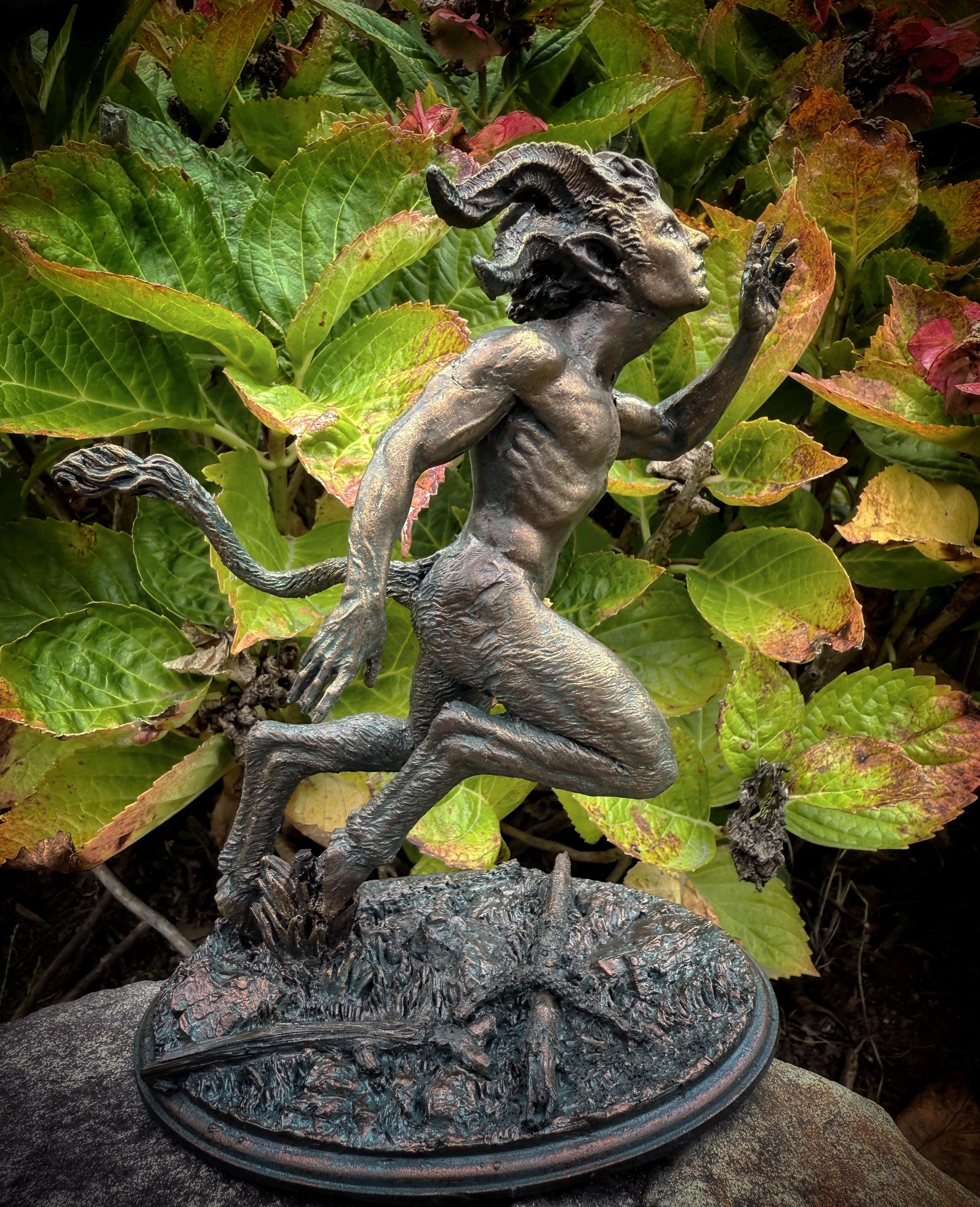 Running Satyr Hand-Painted Resin Figurine