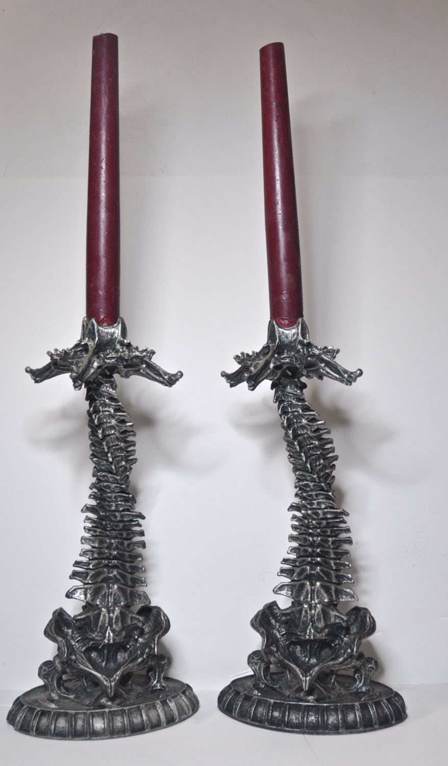 Helix Ossuary Candlestick Holders — Pair