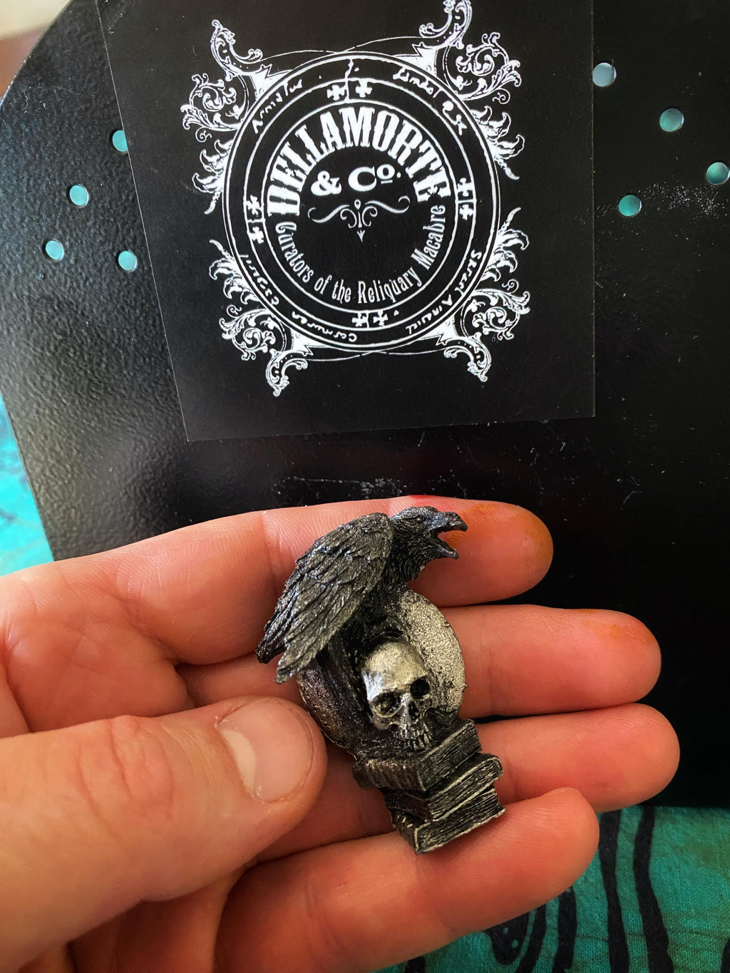 Poe's Raven & Skull Hand-Painted Resin Magnet