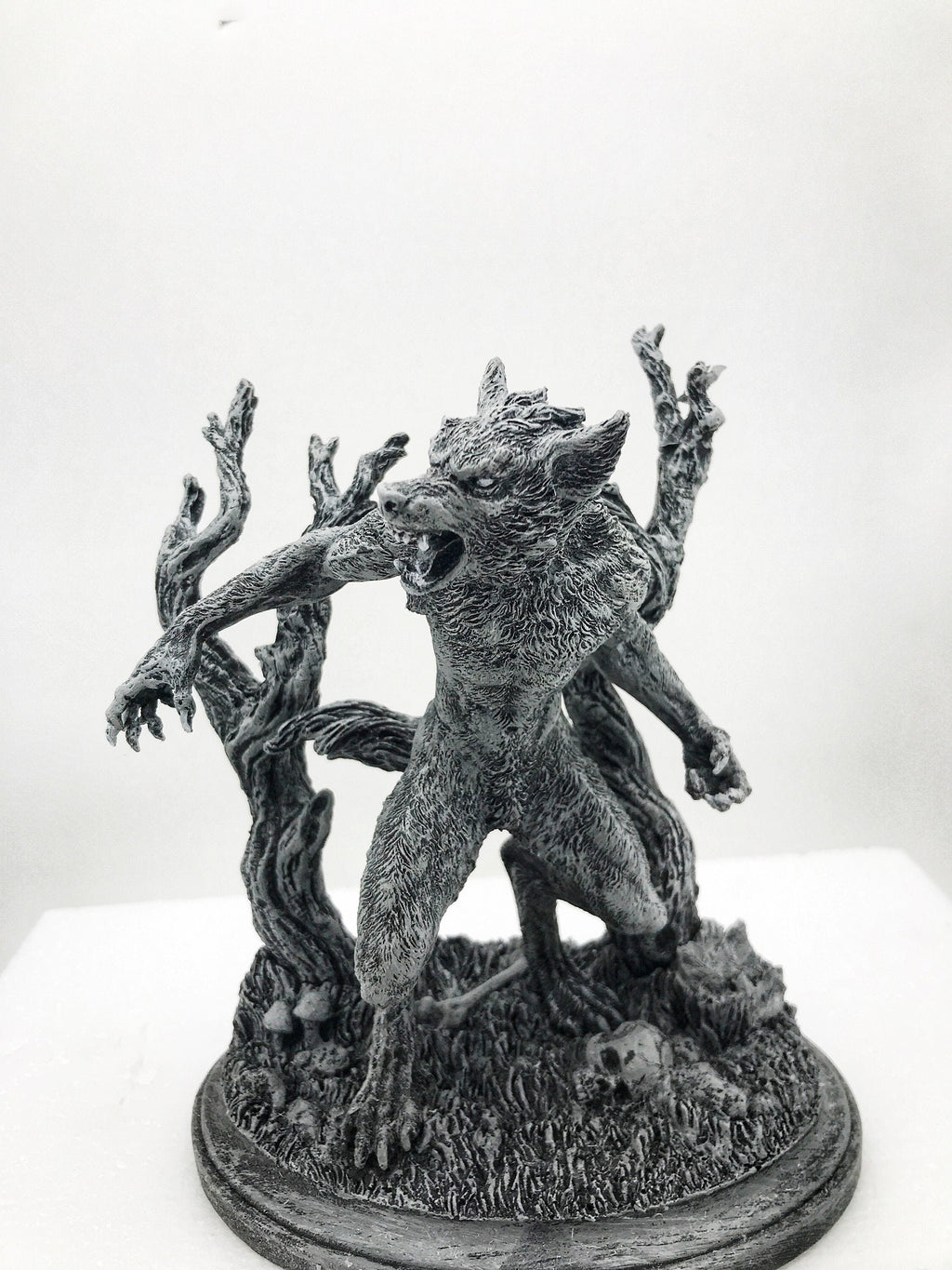 Werewolf Hand-Painted Grayscale Resin Figurine