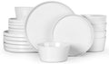 18-Piece Reactive Glaze Stoneware Dinnerware Set, Service for 6 – Pearl White