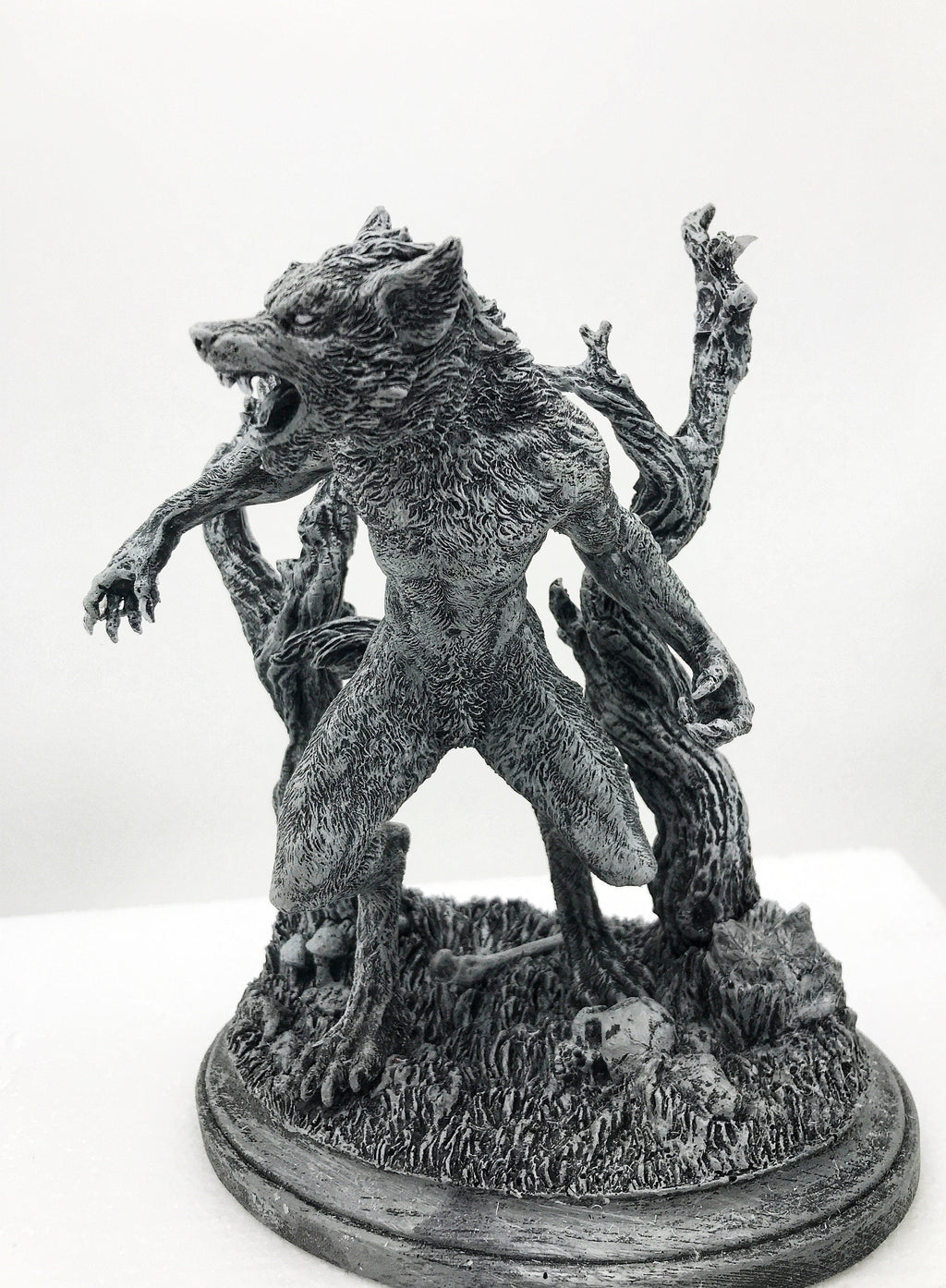 Werewolf Hand-Painted Grayscale Resin Figurine
