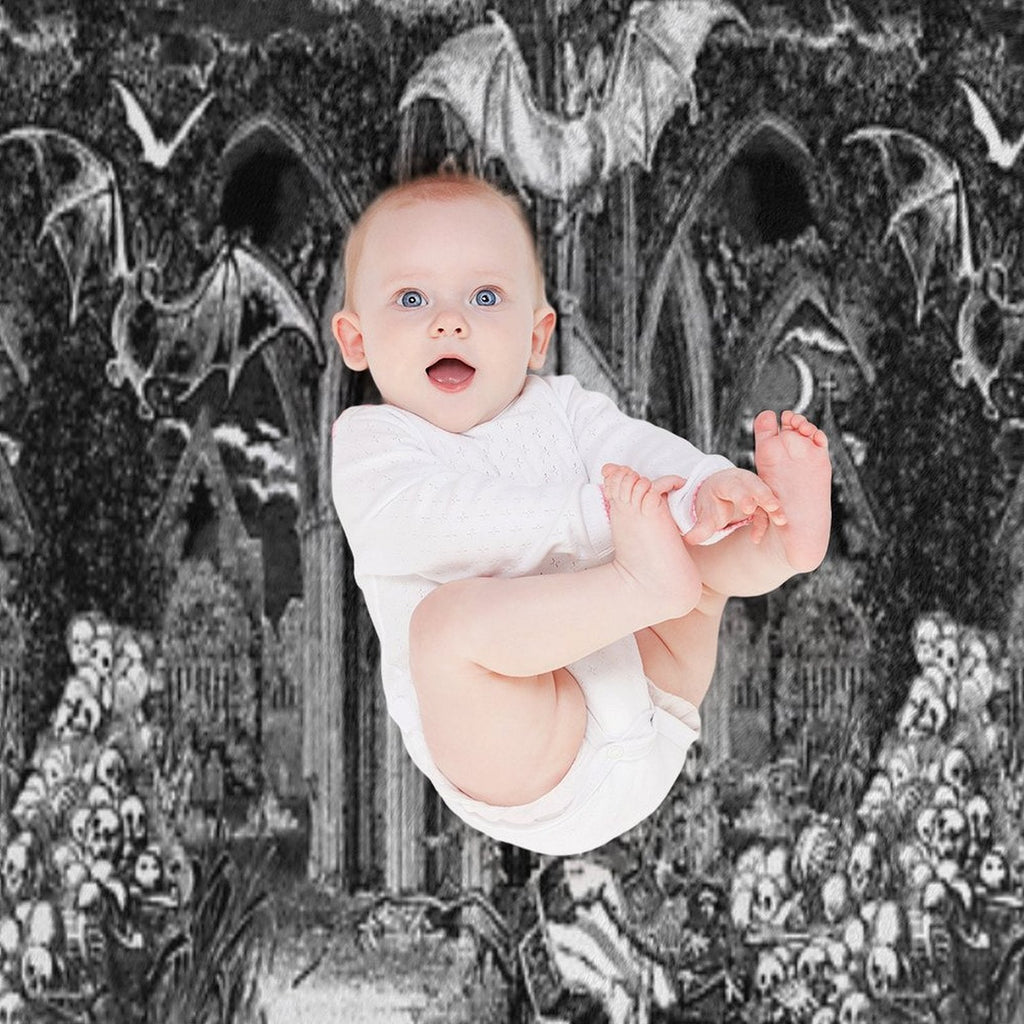 Throw Blanket -Dark Gothic Vampires Crypt Graves Bats Skulls Pattern
