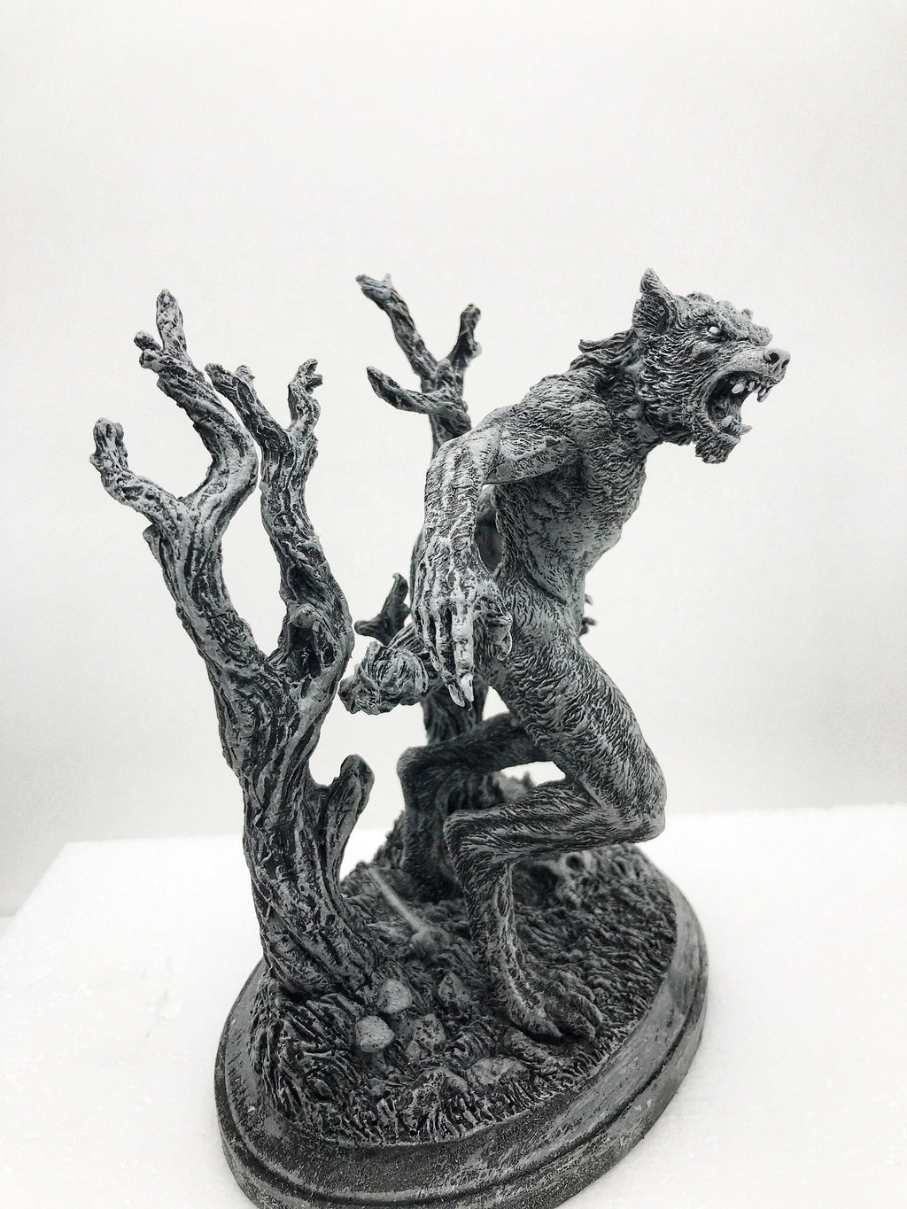 Werewolf Hand-Painted Grayscale Resin Figurine