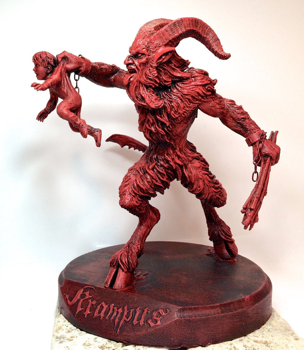 Krampus III Hand-Painted Resin Figurine — Red Finish