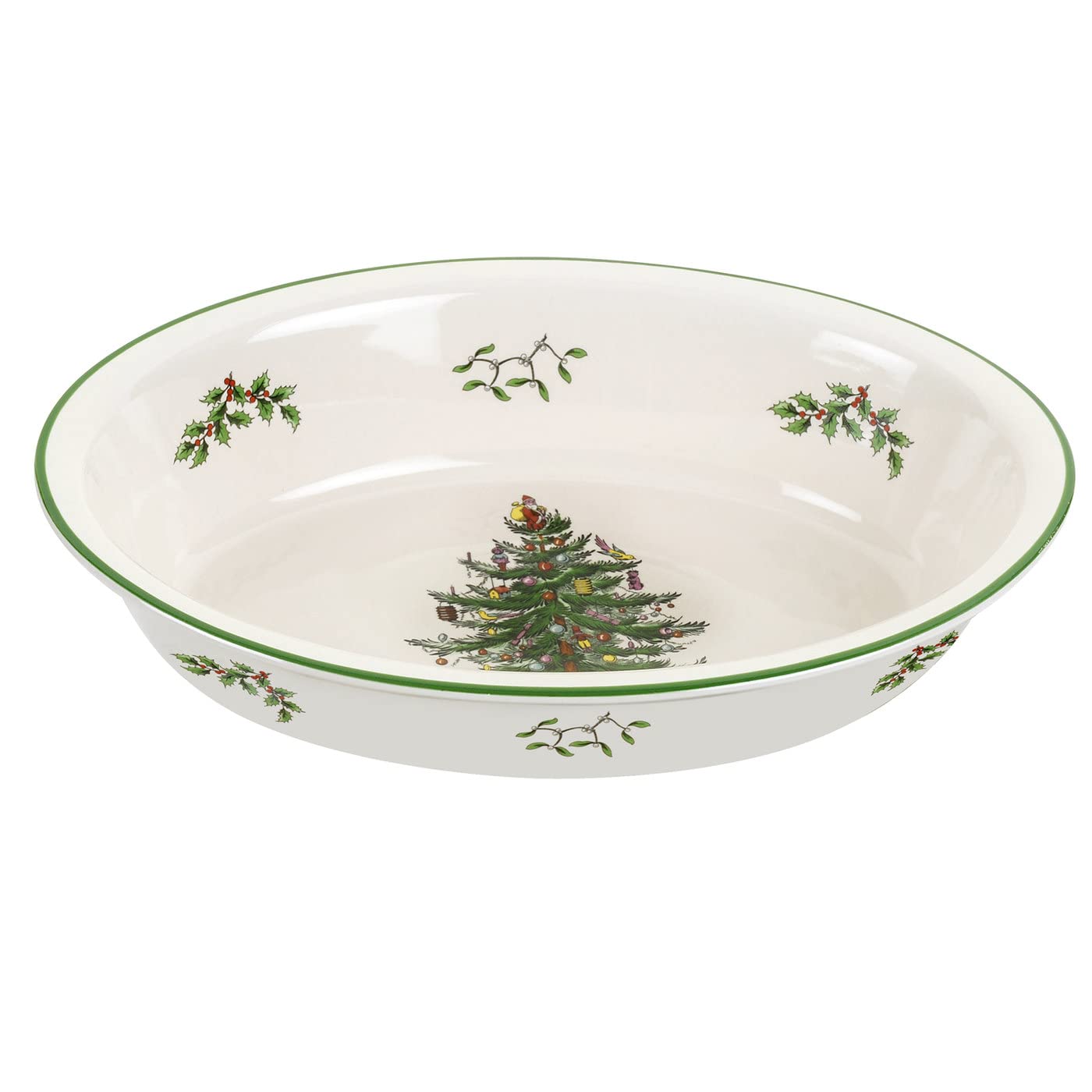 Spode Christmas Tree Oval Rim Dish (12.5" x 8.75") Deep Baking Pan for Serving Fine Porcelain