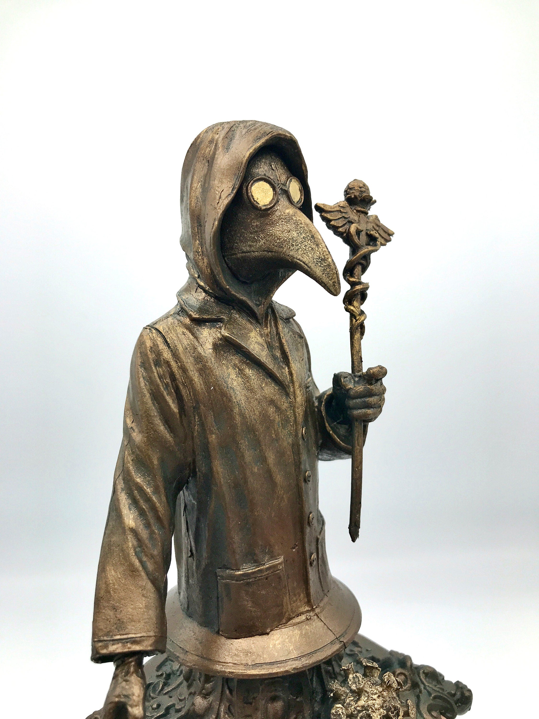 Healthcare Worker Bust — Plague Doctor Variant, Bronze Finish