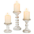 Natural Solid Wood Pillar Candle Holders — Set of 3 Graduated Heights