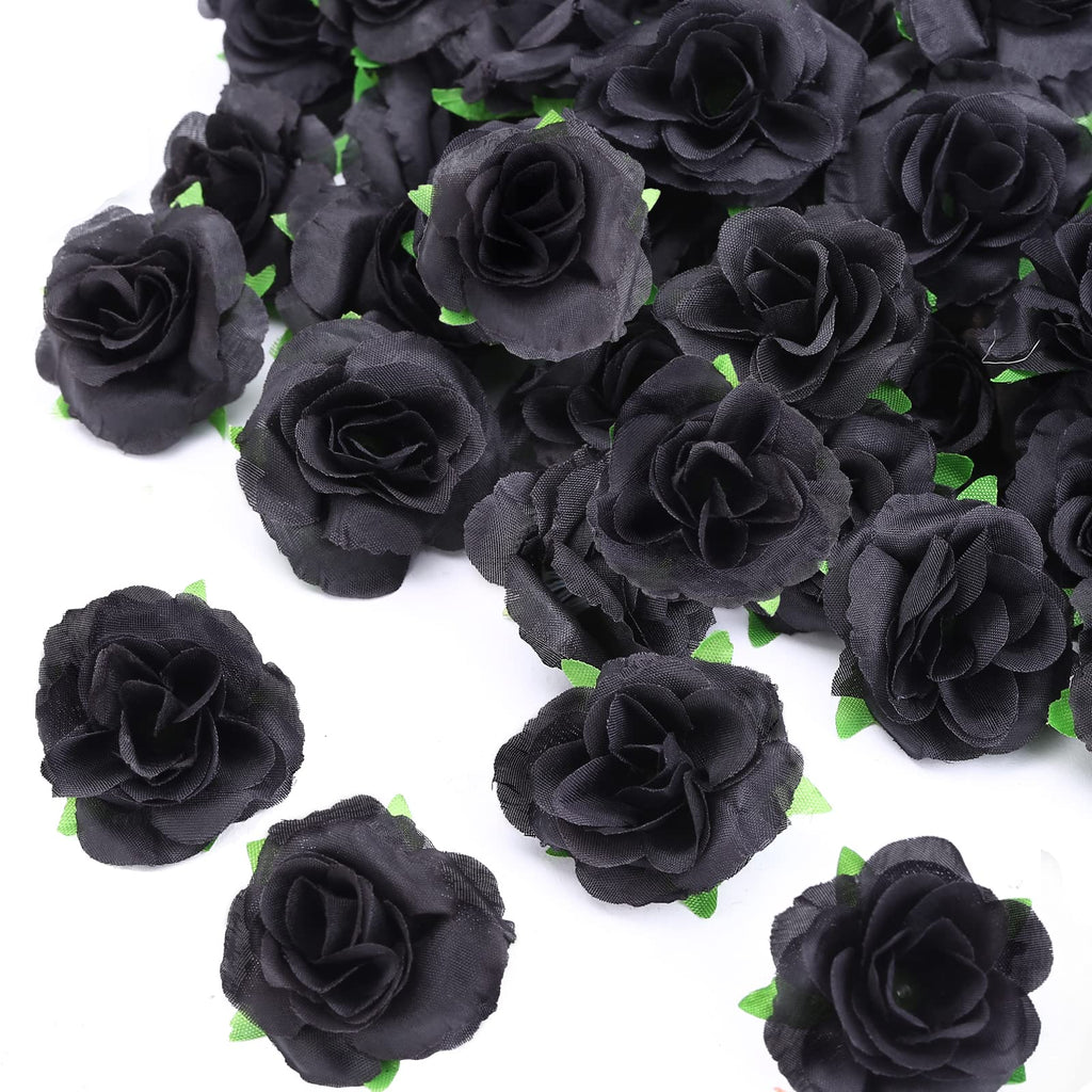 50pcs Mini Rose Artificial Flower Heads 1.57” Real Looking Silk Rose for DIY Craft Halloween Party Decoration Home Decor