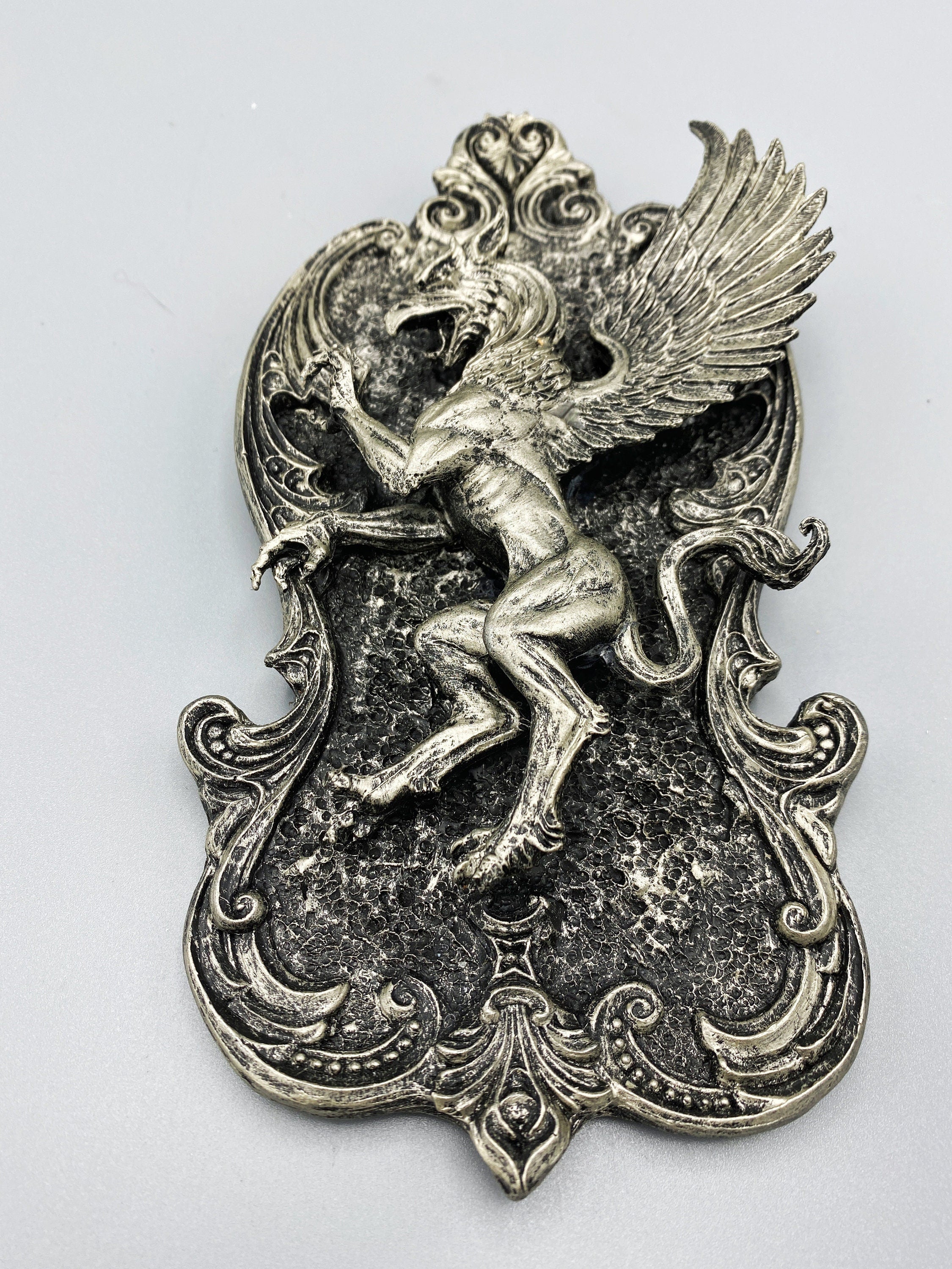Medieval Griffin Hand-Painted Resin Wall Plaque