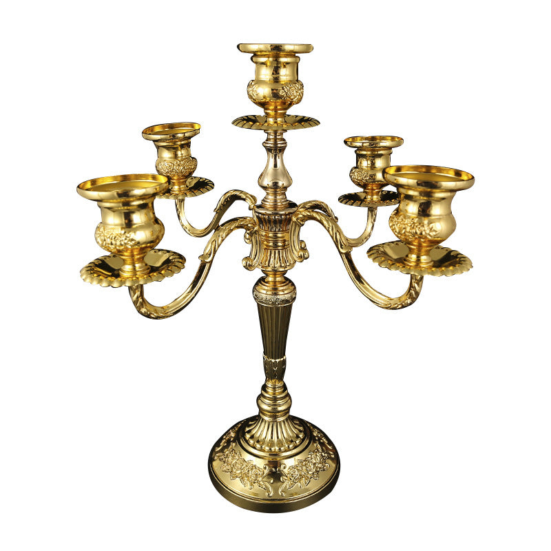 Vintage European Multi-Arm Metal Candle Holder — 3 & 5-Head Styles