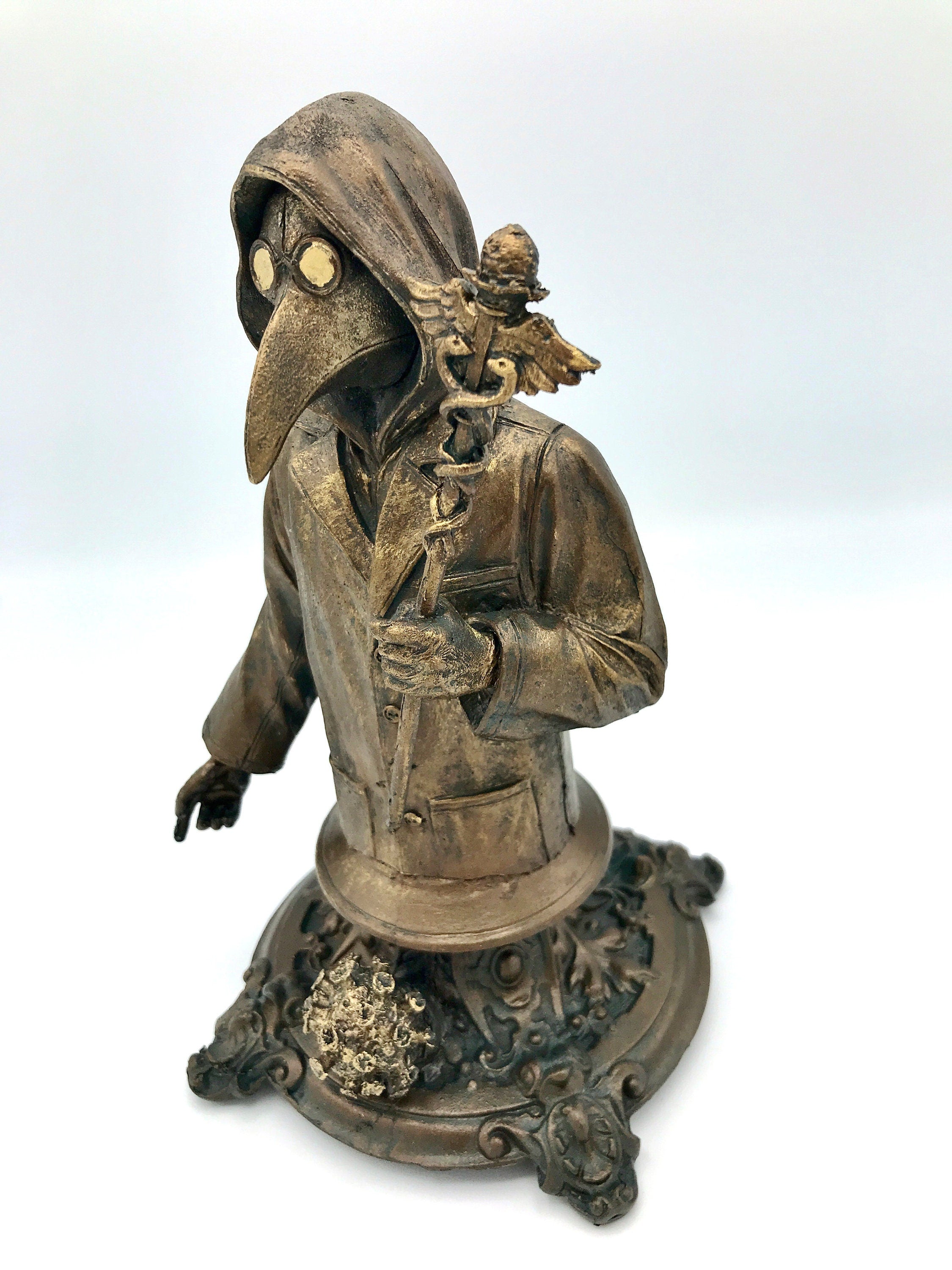 Healthcare Worker Bust — Plague Doctor Variant, Bronze Finish