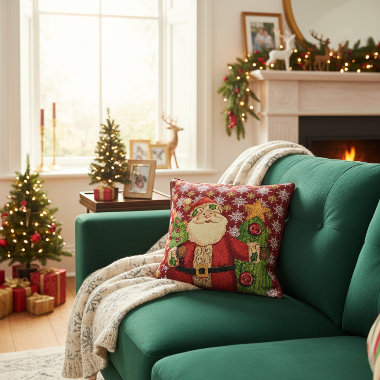 Santa Claus Is Coming to Town Throw Pillow Cover
