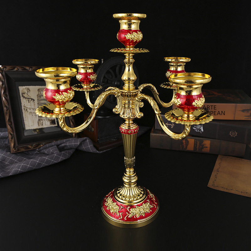 Vintage European Multi-Arm Metal Candle Holder — 3 & 5-Head Styles