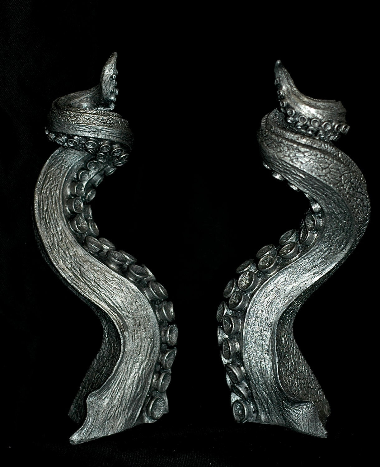 Tentacle Candlestick Holders — Pair, Pewter Finish