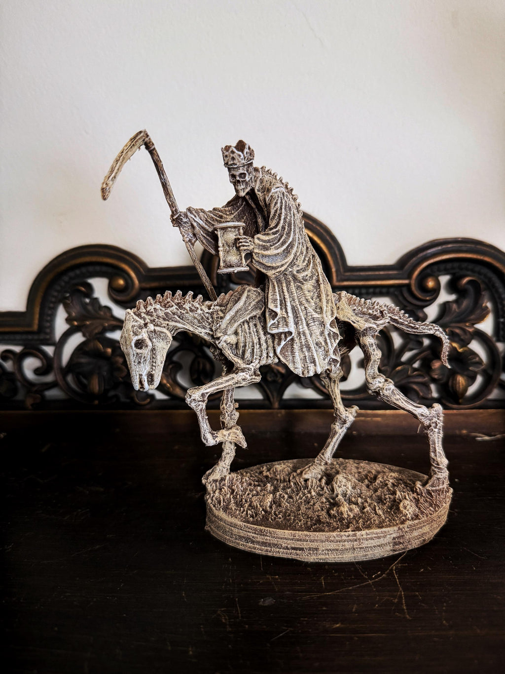 Triumph of Death — Grim Reaper on Skeletal Horse Statue