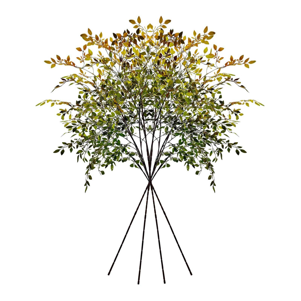 4Pcs Artificial Branches 43.3inches Fall Artificial Nandina Stems Fake Faux Plastic Tall Stem Autumn Plants for Indoor Outdoor Table Centerpiece Fireplace Halloween Home Decor Green Mixed Orange
