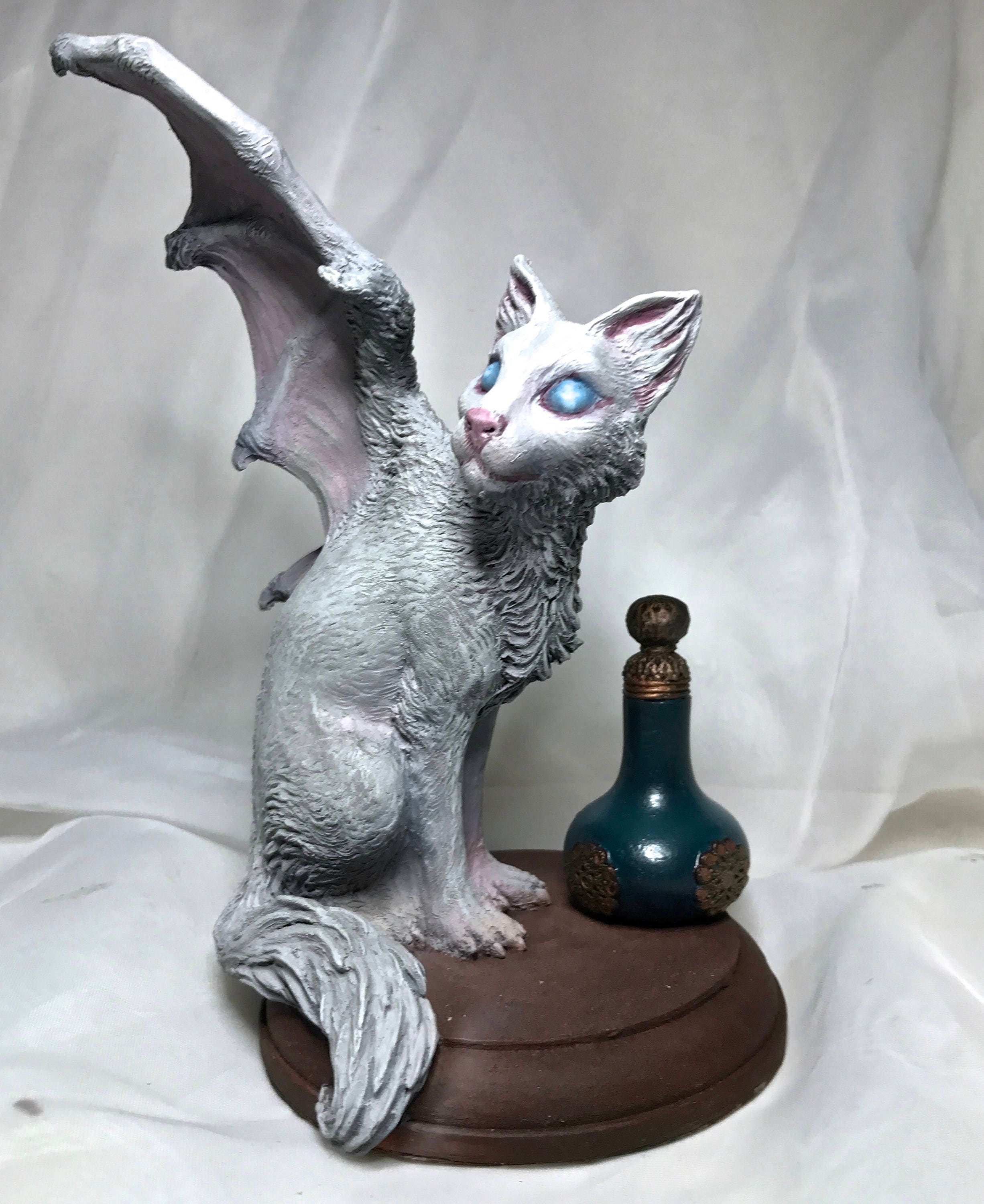 Fairy Cat Witch's Familiar Statue — Full Color