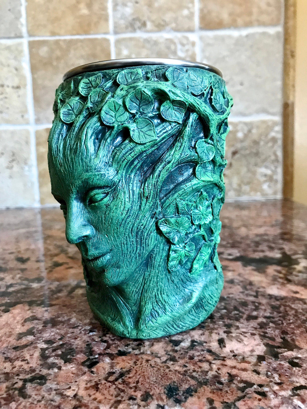 Dryad Art Mug — Green Hand-Sculpted Resin