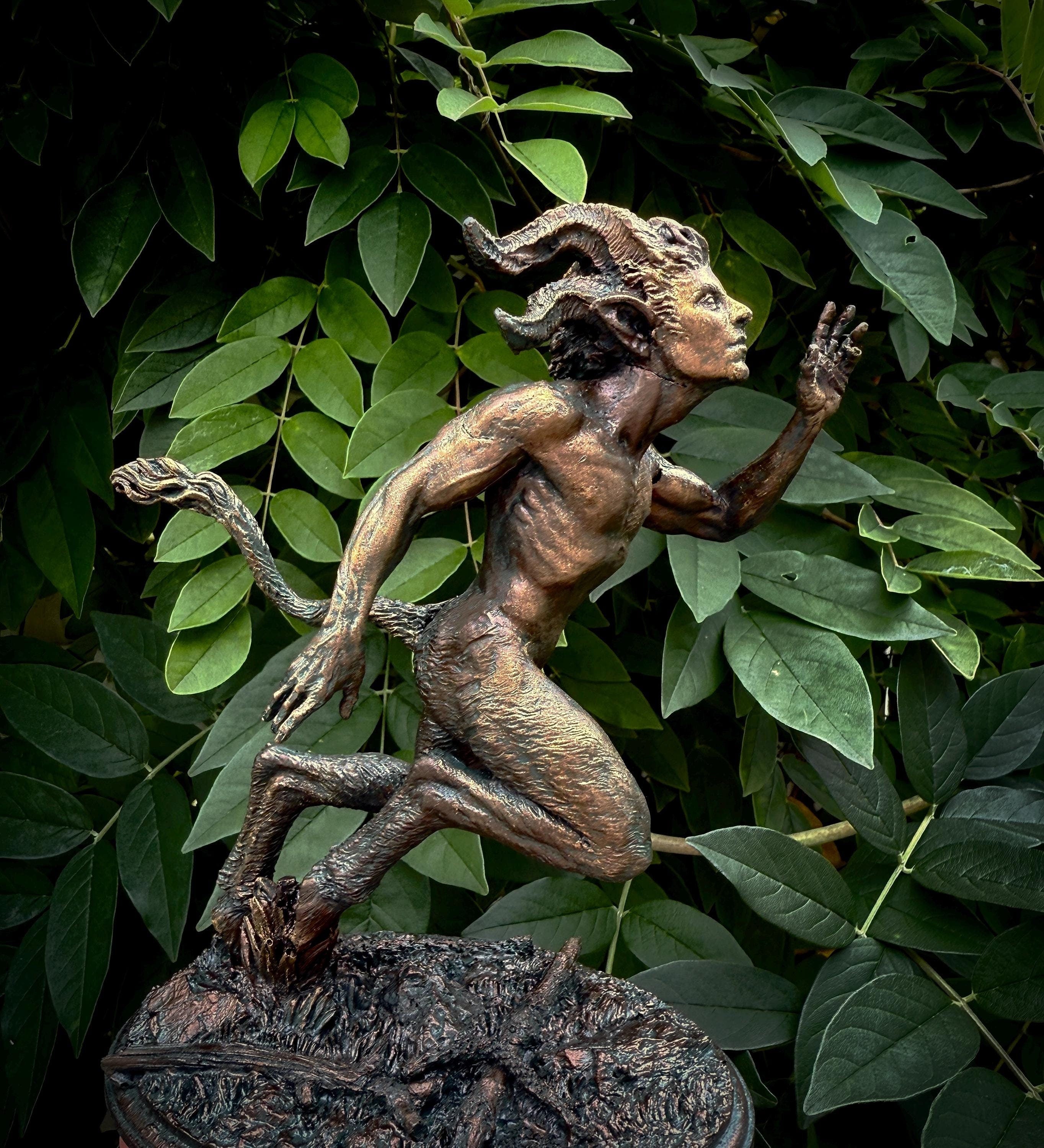 Running Satyr Hand-Painted Resin Figurine