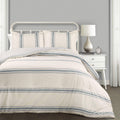 Lush Decor Farmhouse Stripe Reversible Cotton Comforter Set 3 Piece Set Full/ Queen Blue - Cozy Farmhouse Bedding Set - Rustic Decor - Striped Comforter - Modern Farmhouse Bedroom Decor