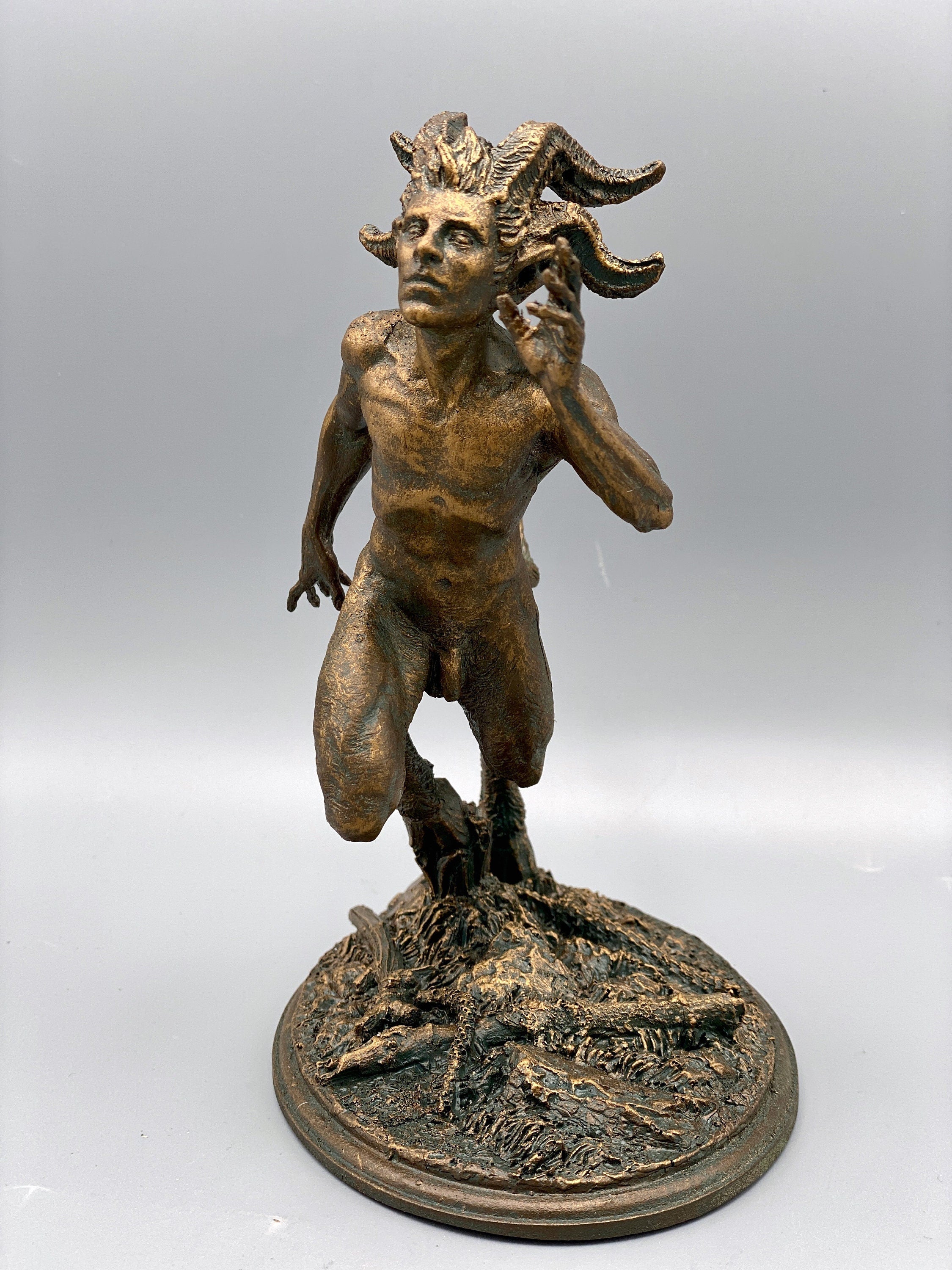 Running Satyr Hand-Painted Resin Figurine