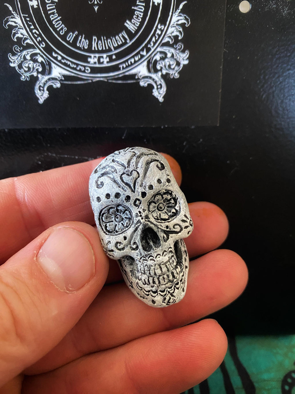 Day of the Dead Skull Hand-Painted Resin Magnet